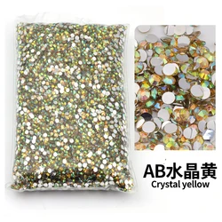 Premium Bulk Resin Rhinestones - Non Hot Fix, Flat Back Crystals - 6mm  SS30-1000pcs (Crystal Yellow AB)