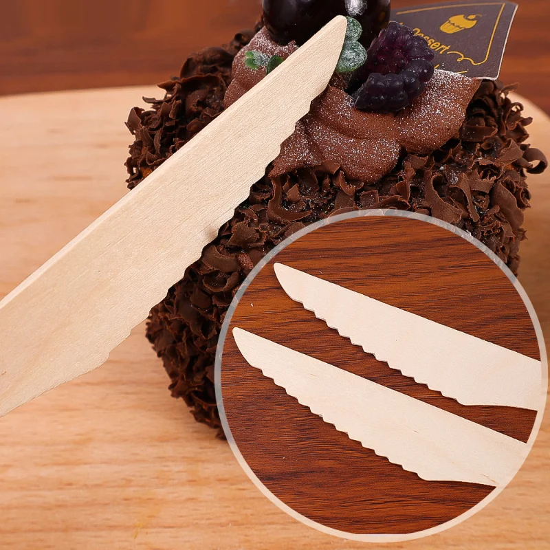 100pcs Wooden Knife Fork Spoons Disposable Tableware Sets Kitchen Utensil for Cakes Desserts Wedding Birthday Party Supplies