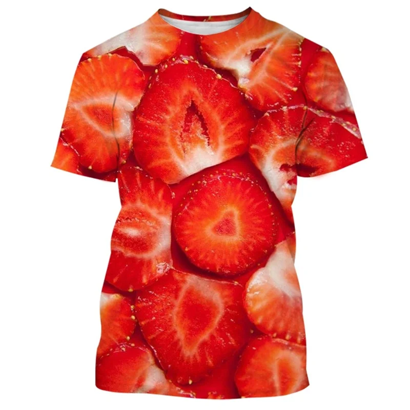 

Футболка мужская с 3D-принтом клубники, лимона, киви, коротким рукавом