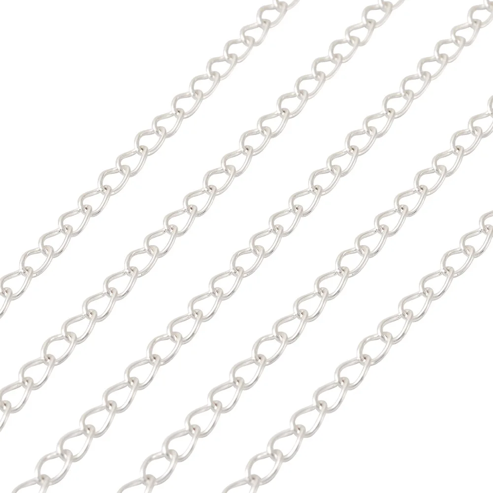 10m 304 Stainless Steel Curb Link Chains With Jump Rings Lobster Clasps for DIY Jewelry Making Accessories
