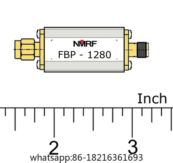 1280 (1220～1340) MHz bandpass filter, ultra-small size, SMA interface Maximum carrying power: 10 W (40 dBm) FBP-1280