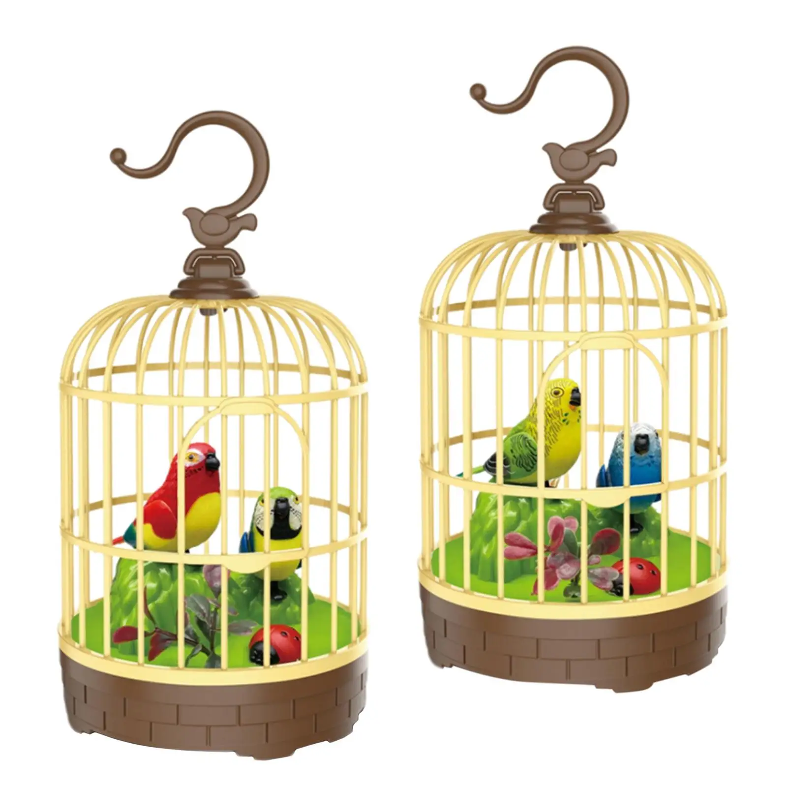 Parrot Cage  Activated  Movements Decor Singing Chirp Parakeet  Swing Toy Singing Bird for Home Desktop baby Children 6