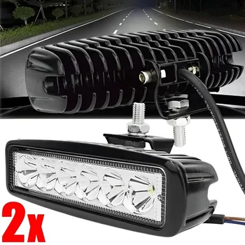 18w 6 LED Luce da lavoro per auto DRL Faretto ad alta luminosità Impermeabile Auto Offroad SUV Camion Faro Lampada di avvertimento di guida 12-24V 6000K