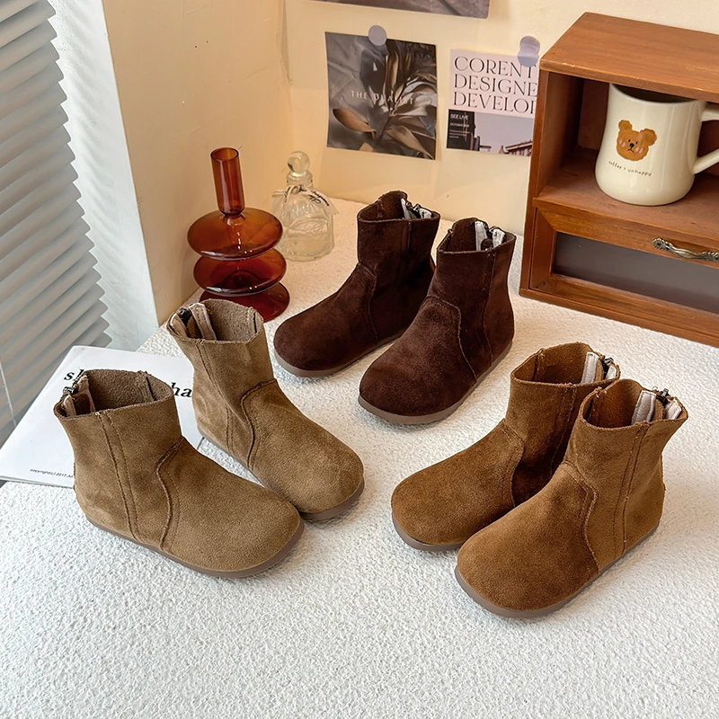 Leather Kids Ankle Boots Girls Fashion Casual Outdoor