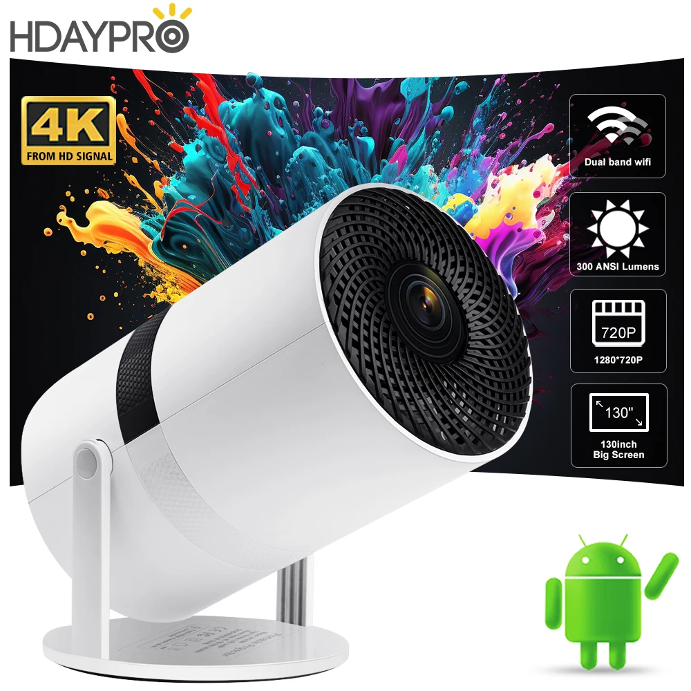 

HDAYPRO Mini Projector HY310W 5G WIFI BT5.1 Android 4K Movie From HD HY310 Portable Projctor Home Cinema 720P Outdoor Beamer