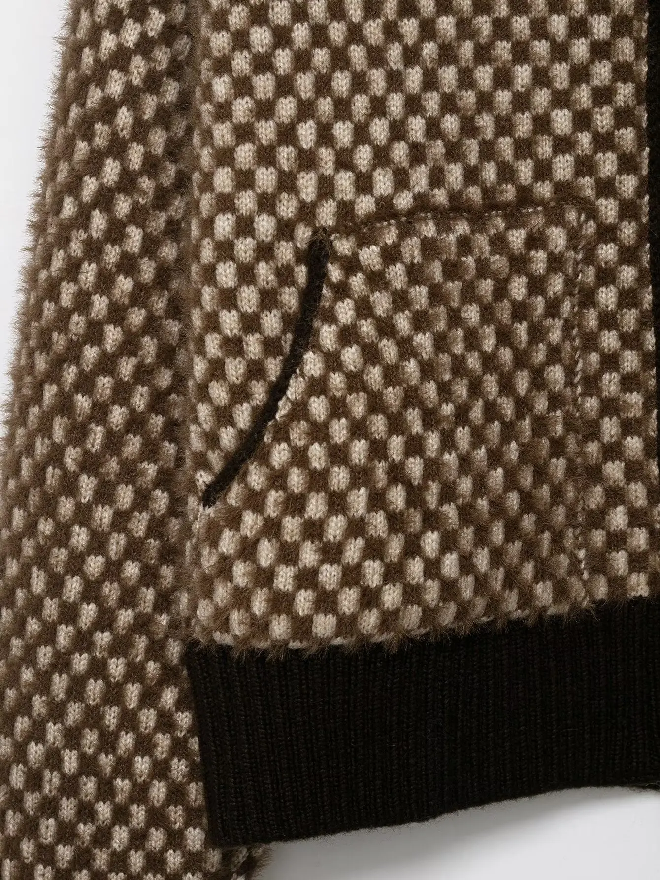 Women Thousand Bird Plaid Short Jacket Female High Collar Artificial Fur Effect Zipper Jacket Lady Long Sleeve Jacket Streetwear