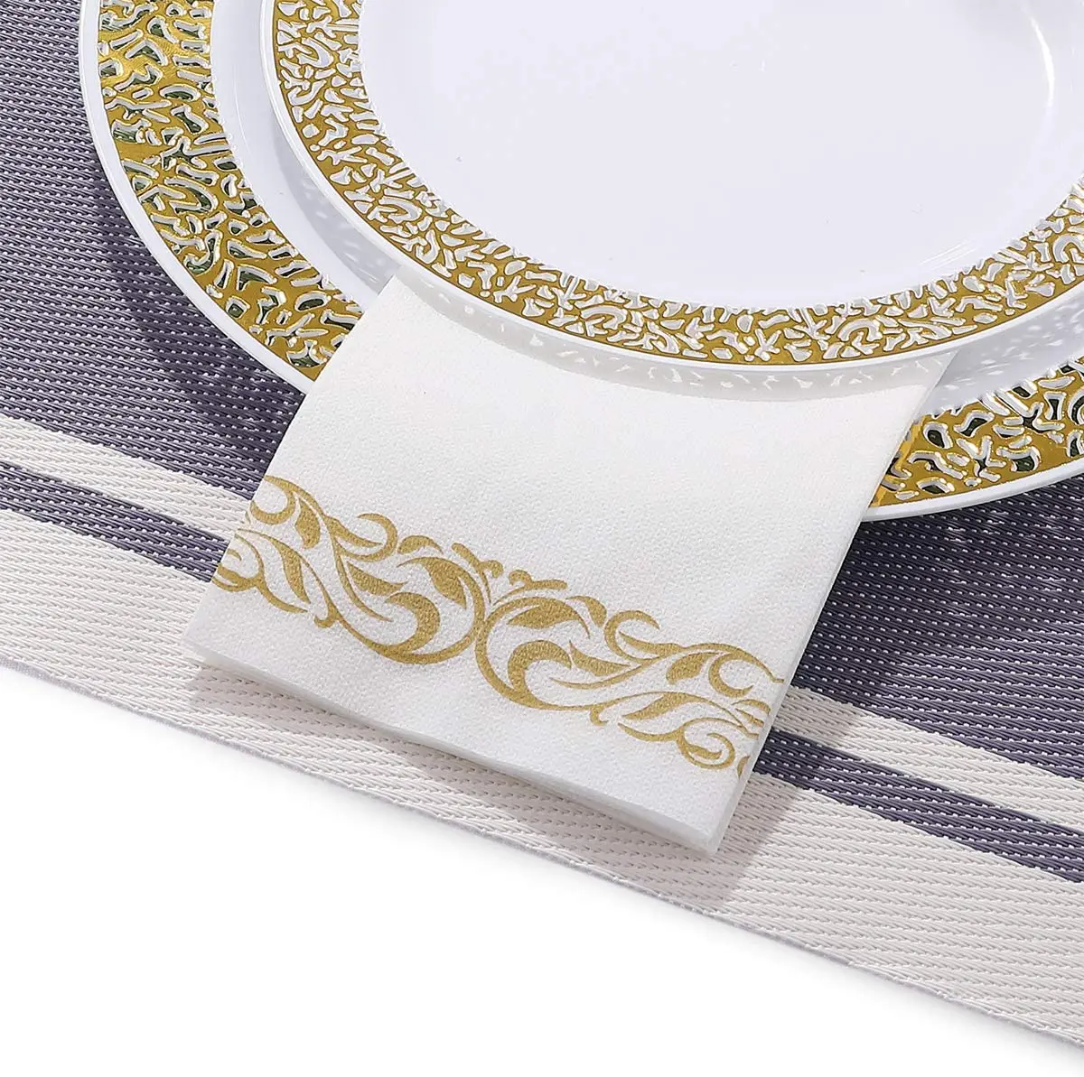 100/50 Disposable Hand Towels Soft Absorbent Linen-Feel Paper Guest Tissue for Weddings and Parties