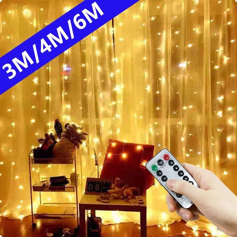 

LED String Lights Christmas Decoration Remote Control USB Wedding Garland Curtain 3M Lamp Holiday For Bedroom Bulb Outdoor Fairy