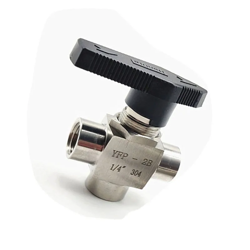 

304 Stainless Steel Three-way Ball Valve High Pressure Mini Panel Small Ball Valve Female Thread 1/8" 1/4" 1/2" 3/8" 3/4"