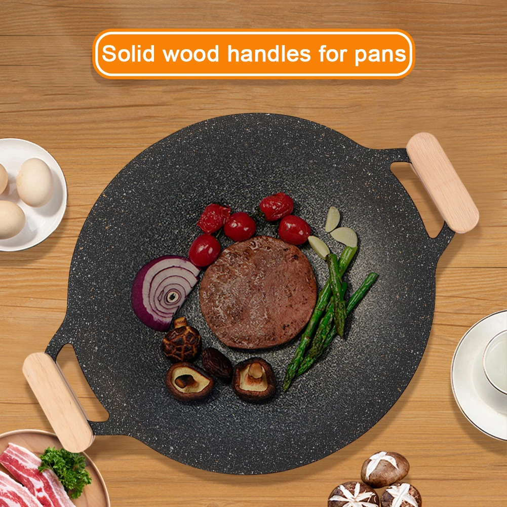 2-20PCS Solid Wood BBQ Pan Handle Heat Resistant Pan Insulated Grip For Outdoor Camping Baking Trays Cookware Sauce Pan