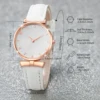 5PCS/Set Women's Watch Fashion Arabic Dial Quartz Watches Leather Band Wristwatches Beads Bracelets Set（Without Box） 5