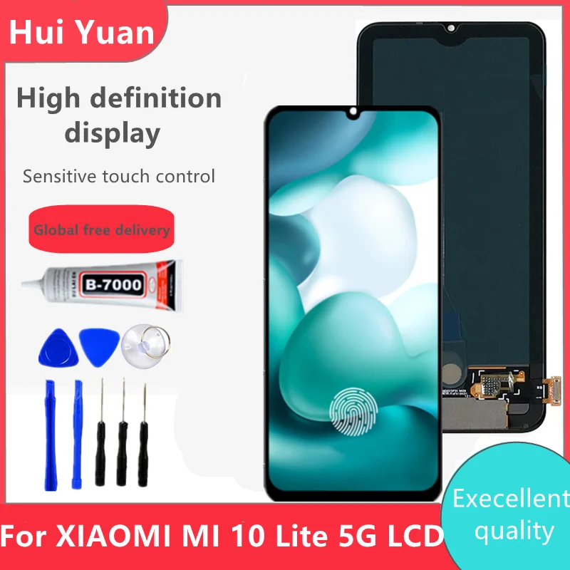 

Super Original Screen For Xiaomi MI 10 Lite 5G Display Fingerprint Function 10 Touch Screen Replacement For MI10 Lite 5G Global