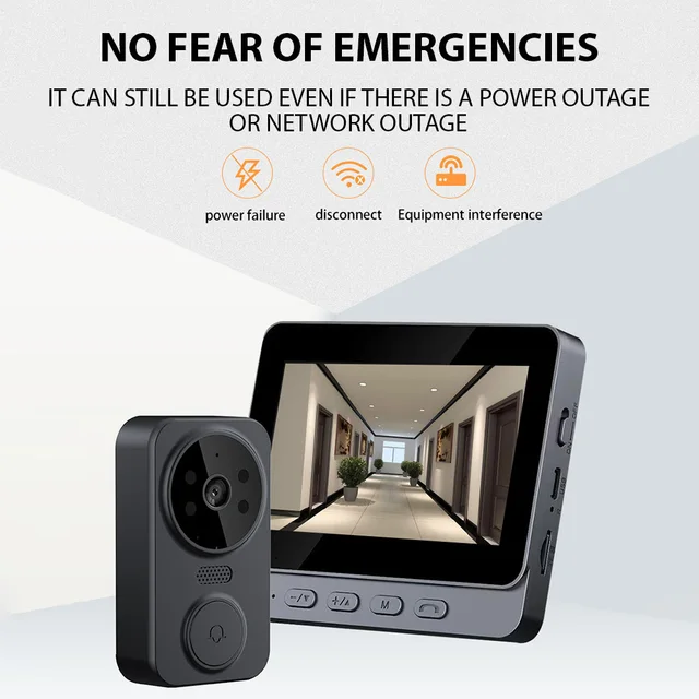 4.3'' IPS Screen 2.4G Wireless Visual Intercom Doorbell with Screen Smart High-definition Video Monitoring Two-Way Intercom 2