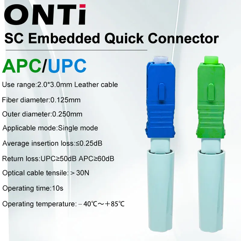 10 Connecteurs Rapides Fibre Optique SC/UPC – Kit FTTH Monomode – Faible Perte (-40~75°C)