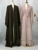 Abaya Ouverte en Mousseline de Soie pour Femme Musulmane, Kaftan Islamique, Caftan Marocain, Robe Modeste, Kimono de Dubaï, Ramadan Kebaya