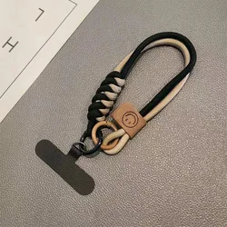 Luxury Braided Wristband Mobile Phone Lanyard with Multifunctional Pendant (Black Brown T Card)
