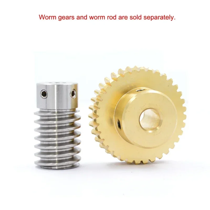 1Pcs 1M 15T-60T Brass Worm Gear Wheel Stainless Steel Worm Rod 1 Modulus 15 Teeth-60 Teeth Gear Bore 5/6/8/10/12mm