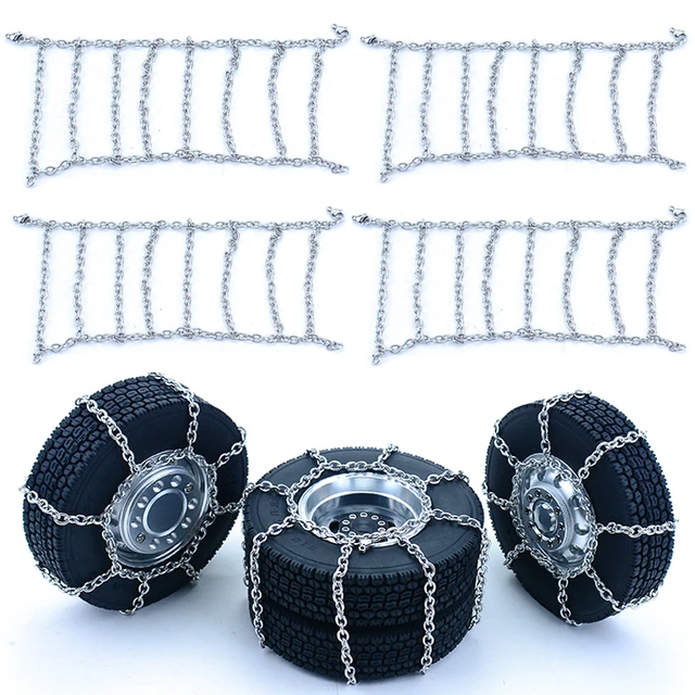 2pcs Metal Tire Snow Chains Anti-skid Snow Tires for 1/14 Tamiya RC Truck  SCANIA 770S R620 VOLVO BENZ Arocs MAN TGX LESU Car - AliExpress