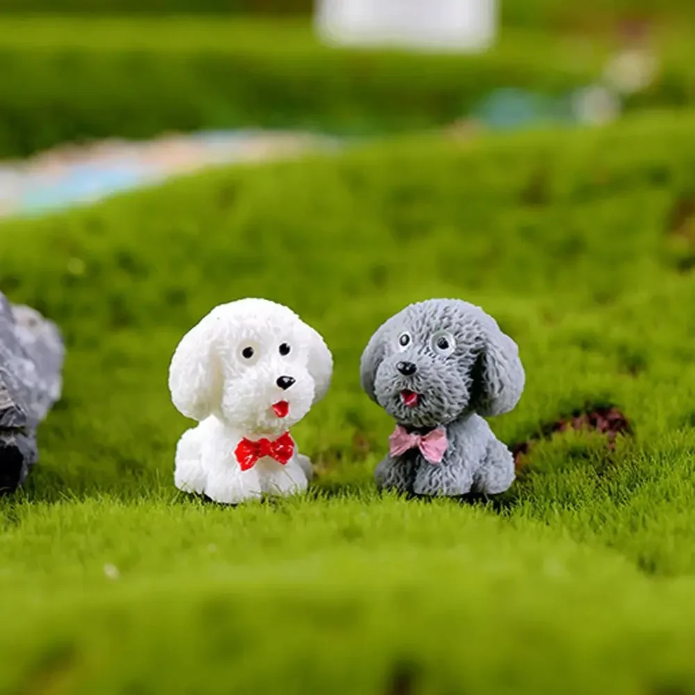 4 pezzi Mini figurine di cani carini artigianato in miniatura giardino delle fate fai da te camera da letto per bambini soggiorno ornamento per auto decorazione della casa