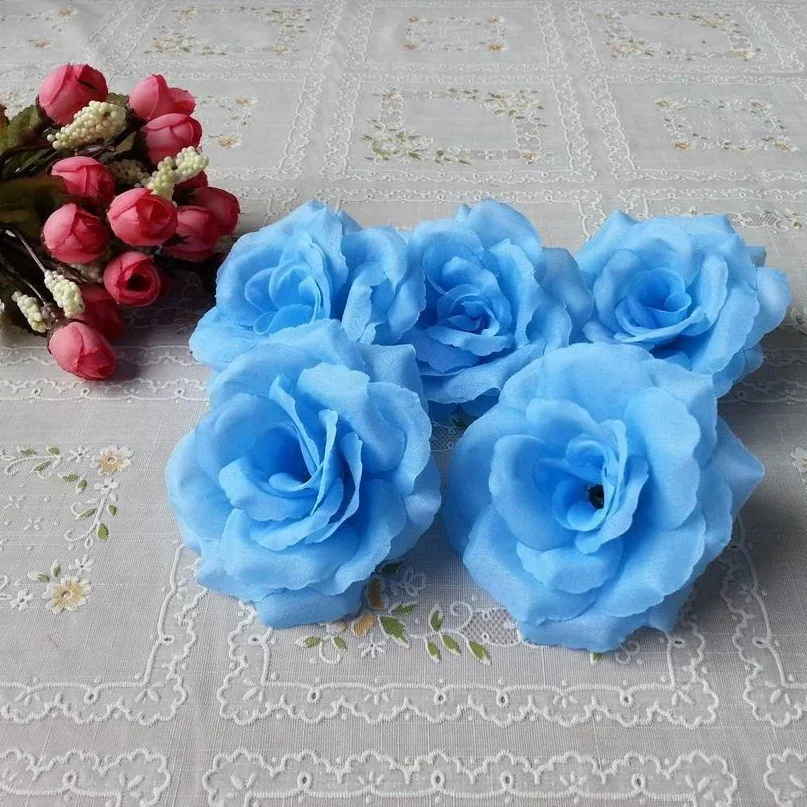 Elegant Dark Blue Silk Rose Flowers - Set of 10 for Wedding and Home Décor