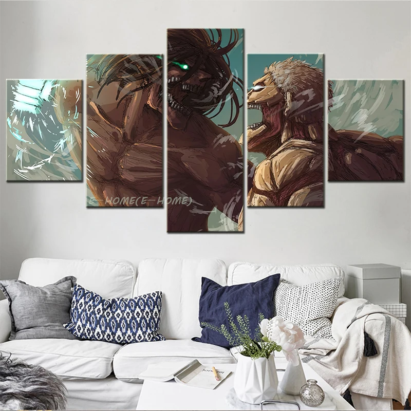 

Картина на холсте Амин атака на титанов, 5 шт., постер на холсте, украшение для офиса, гостиной, спальни, художественные принты, домашний декор