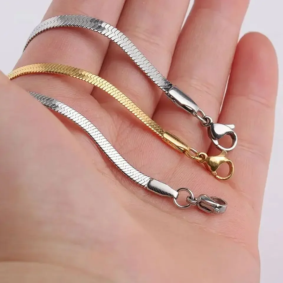 Frauen 10 Stück Klingen kette 2/3/4/5mm trend ige Schlangen kette Armband Gold Farbe Edelstahl Kette Armband für Frauen Schmuck Geschenk – Detail 9