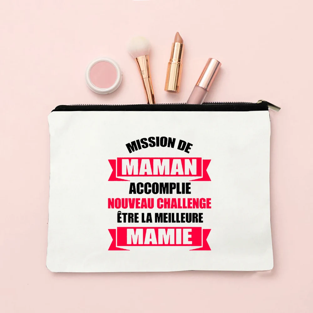 Best Grandma In The World Print Makeup Bag Travel Neceser Toiletry Pouch Pregnancy Announcement Zipper Cosmetic Bags Mamie Gifts 4