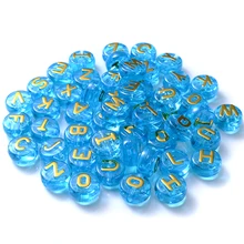  50pcs 10mm Transparent Acrylic Beads Color Flat Round Letter Beads Alphabet Spacer Bead For DIY Jewelry Making Bracelet Supplies 