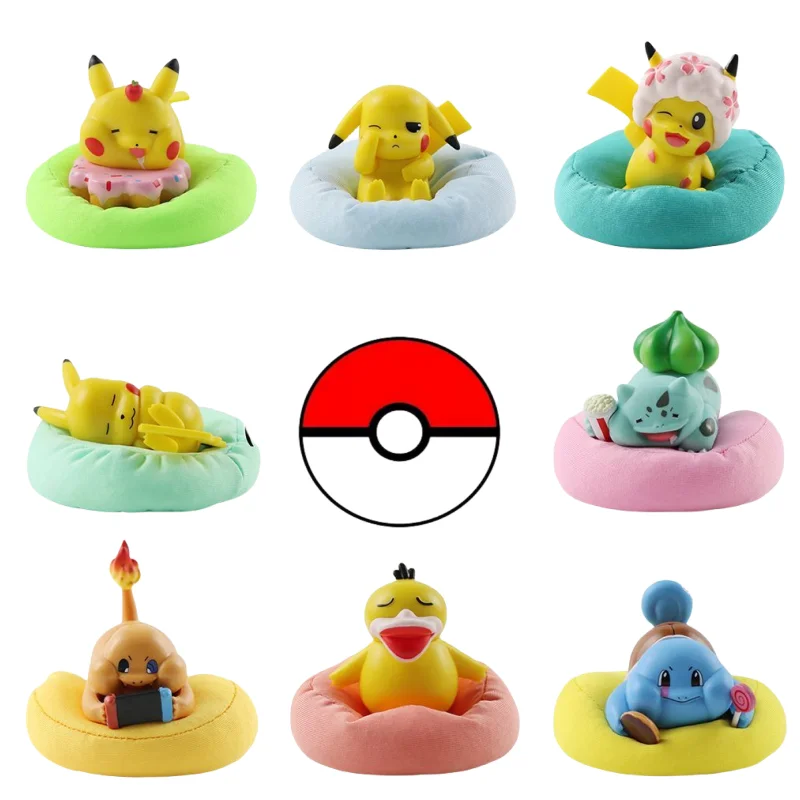 

8 Pokemon Cartoon Anime Charmander Bulbasaur Sleeping Fat House Figure Bean Bag Doll Vehicle Home Decoration Children's ToyGift