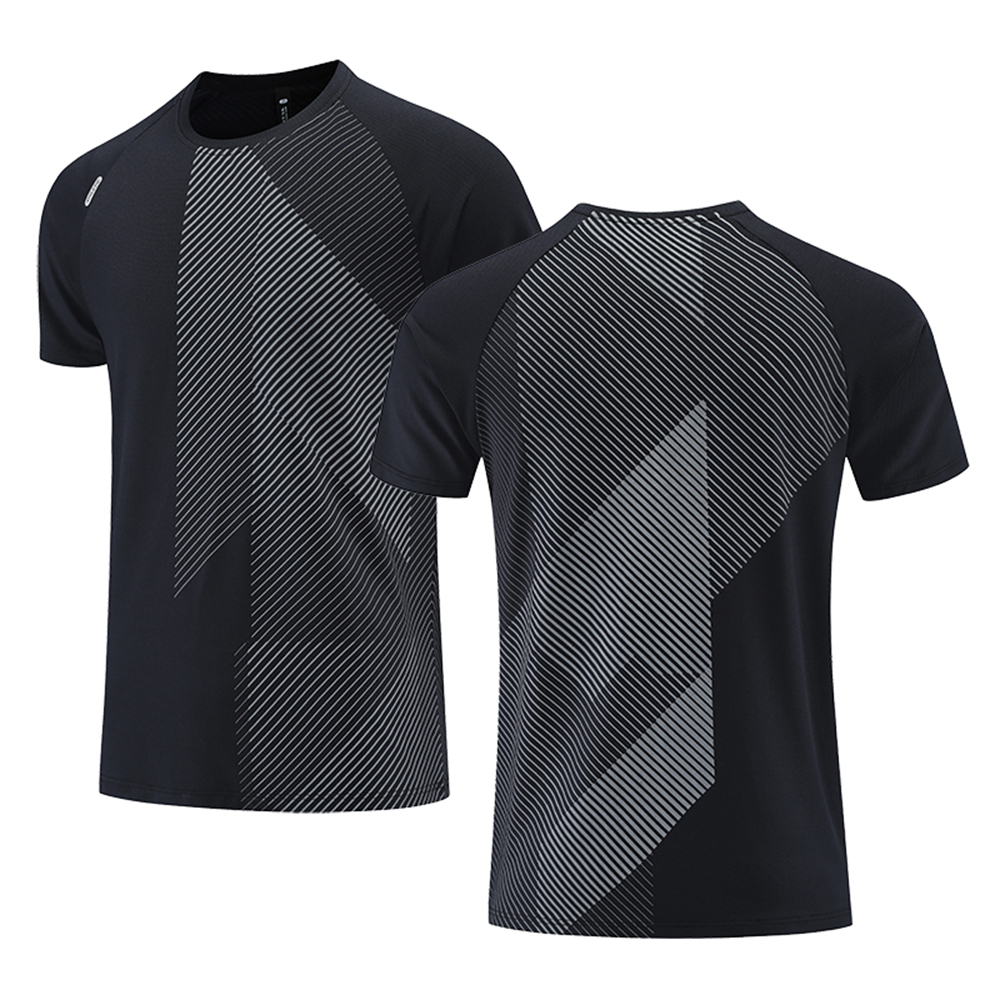 New Men's Running T-shirt Fitness Sports Quick Drying T Shirt Gym Training Tees Breathable Jogging Casual Sportswear Unisex Top