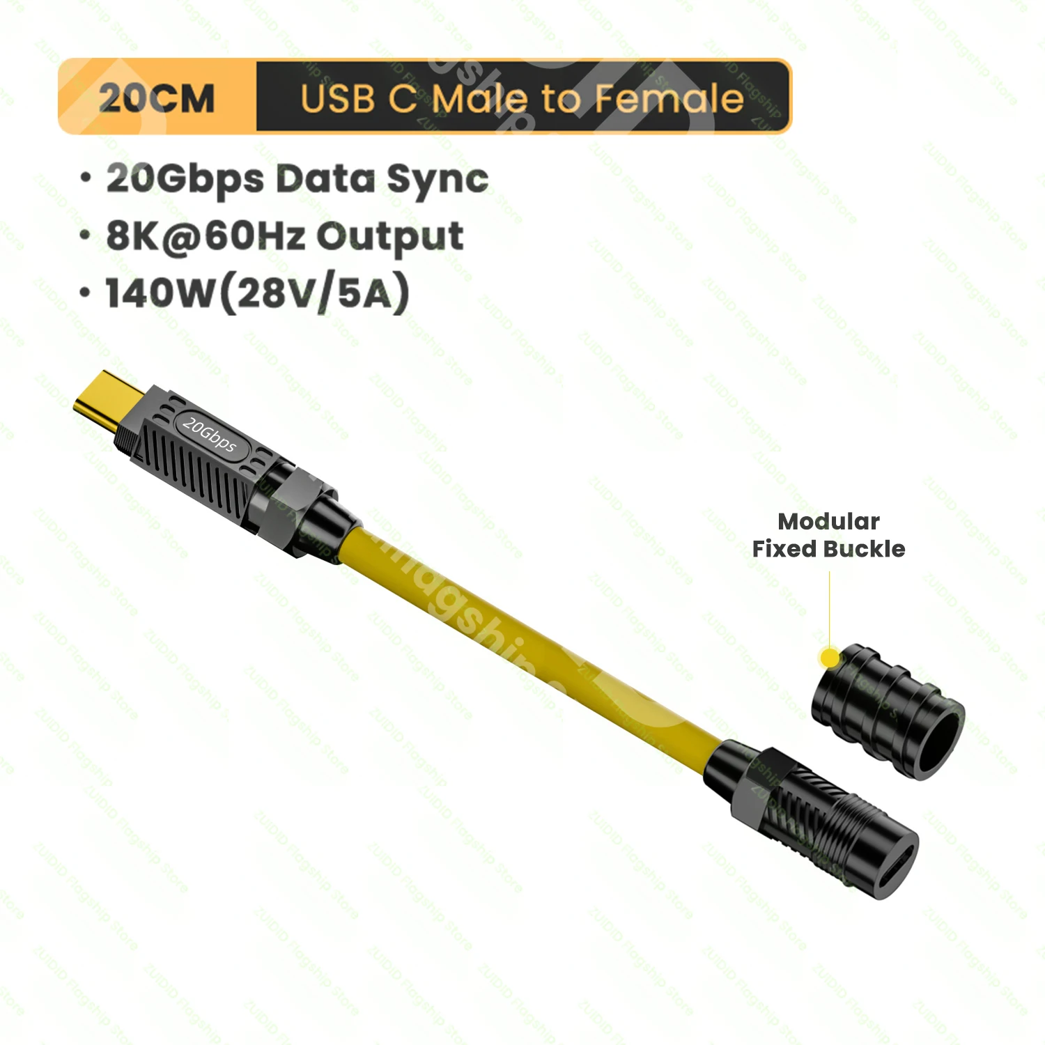 High-Speed USB 3.2 Type-C to Type-C Thunderbolt 3 Retractable Cable with PD3.1 140W 5A Charging Capability