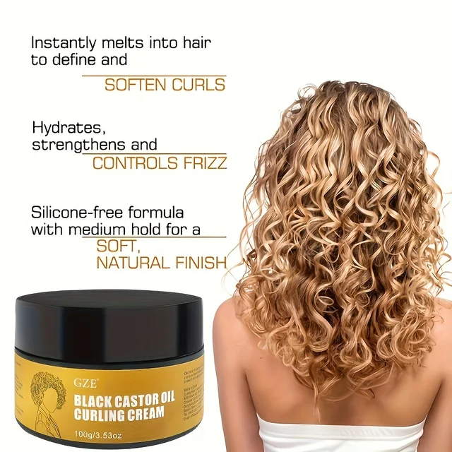 GZE Black Castor Oil Curl Defining Cream Hydrates Hair - Image 3