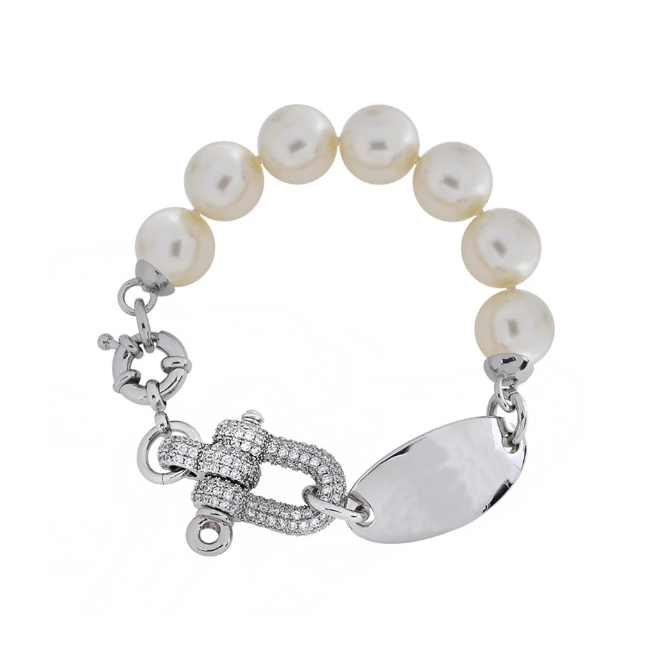 

Pearl horseshoe-shaped U-shaped diamond Saturn bracelet luxury couple bracelet senior feeling For Women Female Jewelry Gift