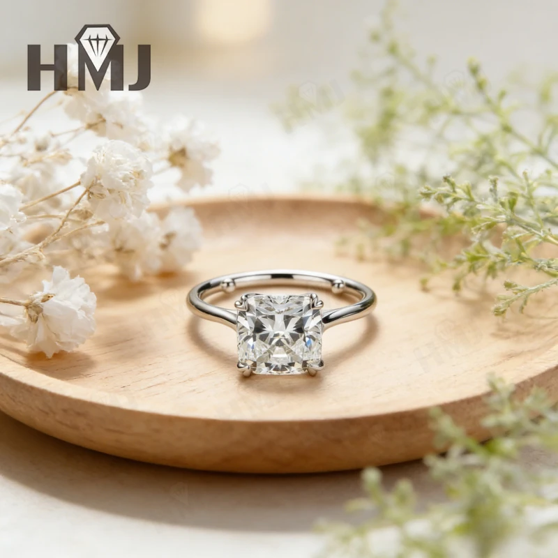 3ct Verlobungsring mit Laborgezüchtetem Diamanten DEF-Farbe VS/VVS-Reinheit Kissenförmiger Schliff CVD HPHT Echtes 14K Gold Ultimativer Glanz Brautschmuck – Detail 10