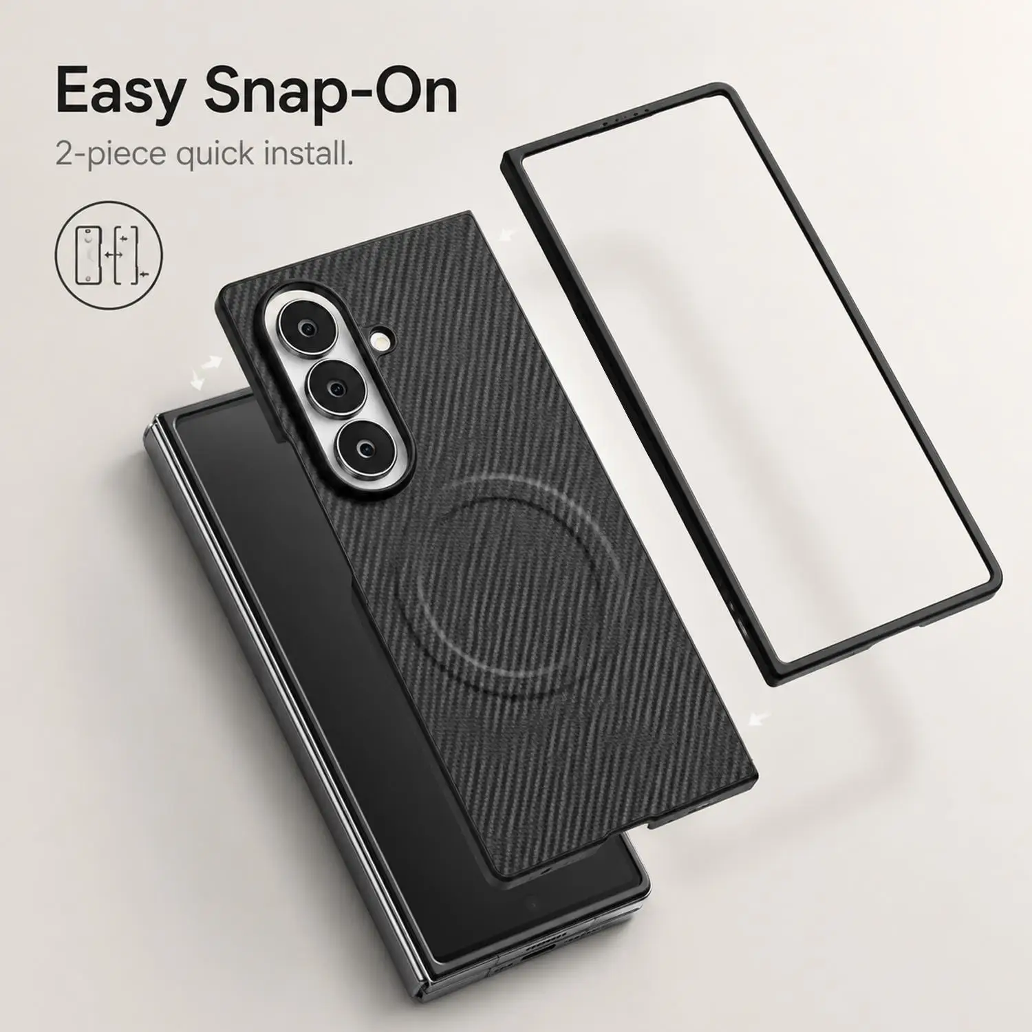 Wireless Charging Carbon Fiber Print Magnetic Case - Shockproof and Ultra Durable