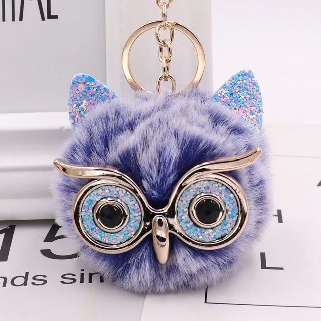 Glitter Owl Rhinestone Keychain 4