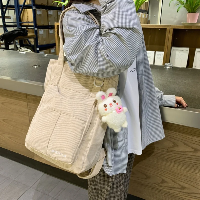 Tote Women's Shoulder Bag Solid Color Large Capacity Casual Popular Design Multifunctional Backpack Student Commuter Schoolbag