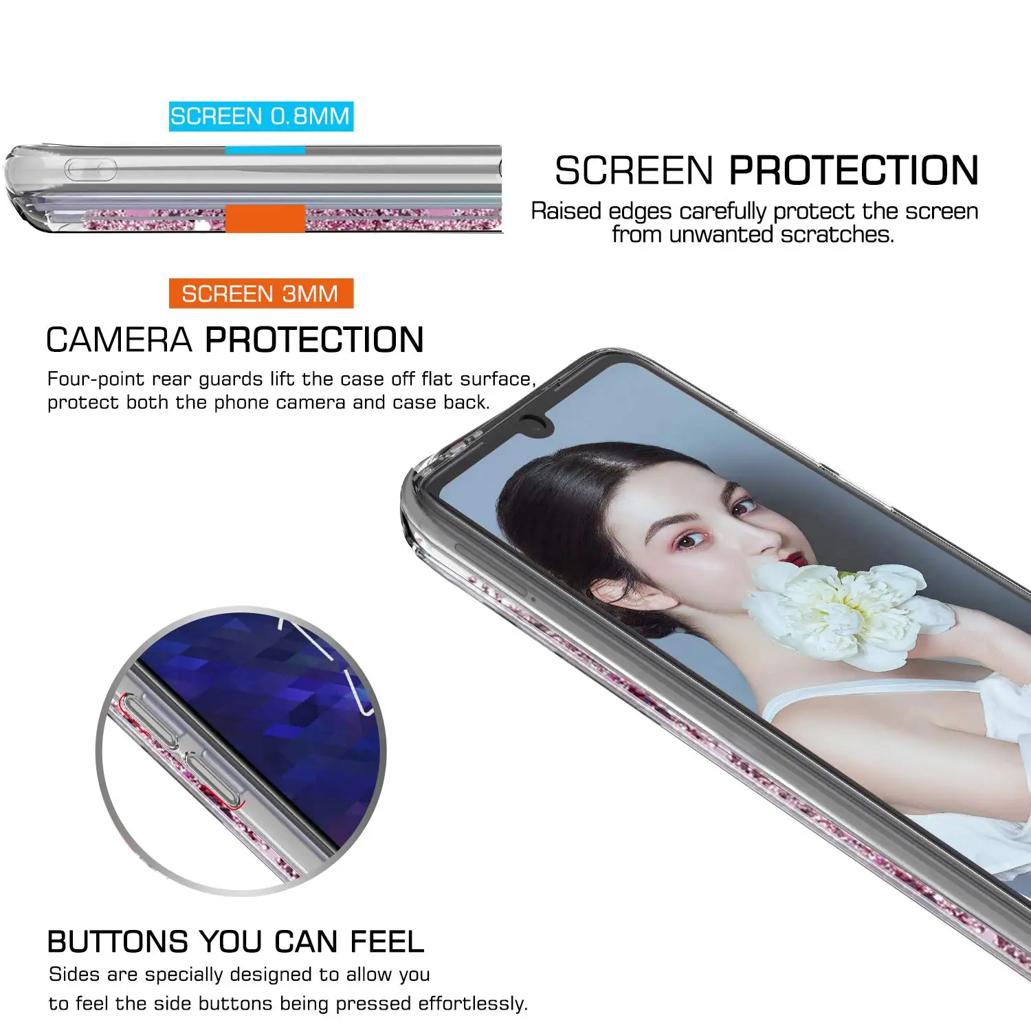 Glitter Liquid Silicone Lanyard Quicksand Phone Case