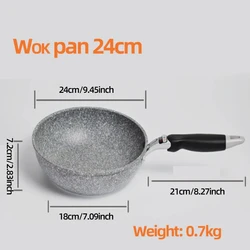 Durable Non-Stick Stone Frying Pan Set for Versatile Home Cooking (24cm Wok Pan)