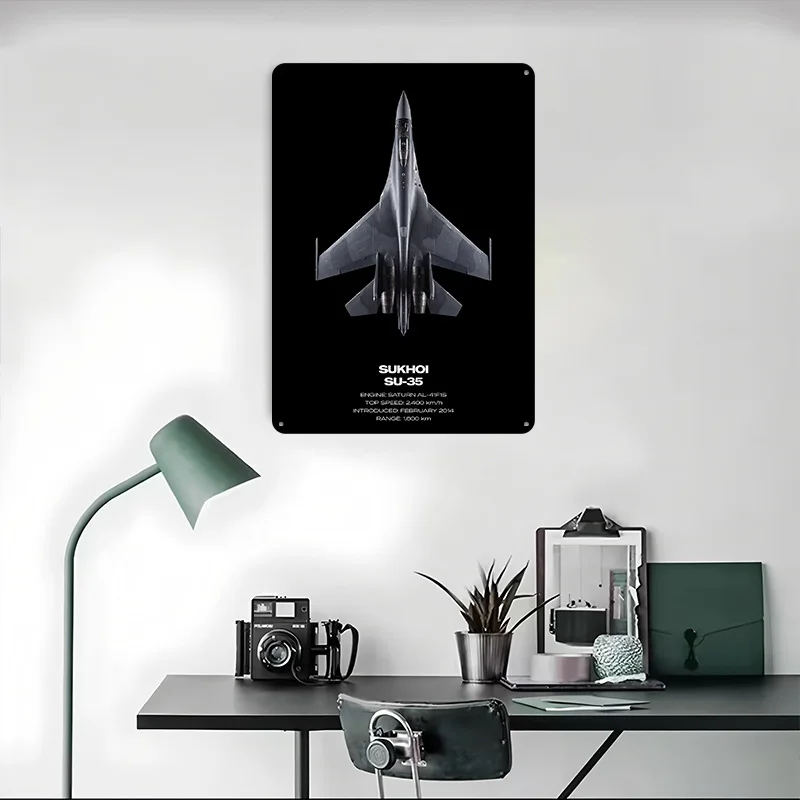 Sukhoi SU-35 전투기 맞춤형 3D 질감 금속 포스터 벽 예술 장 주석판 표시판 침실 액세서리 하우스