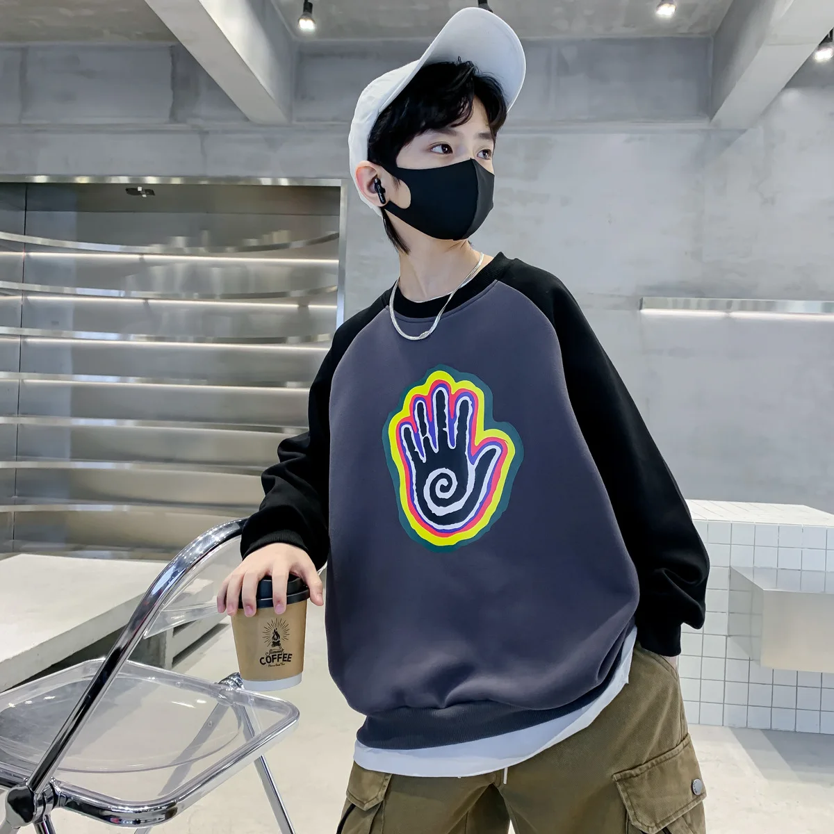 

Осенний свитшот для мальчиков 8-10 лет, Модные Повседневные детские топы с принтом