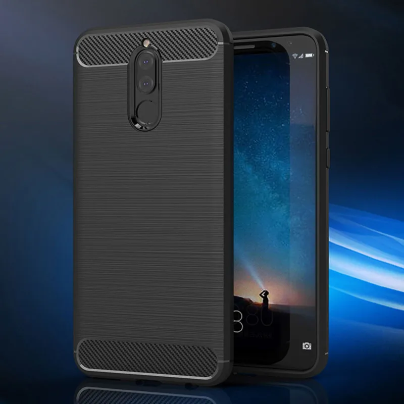 Silicone Full Protective Matte Phone Cover with Shockproof Carbon Fiber Design