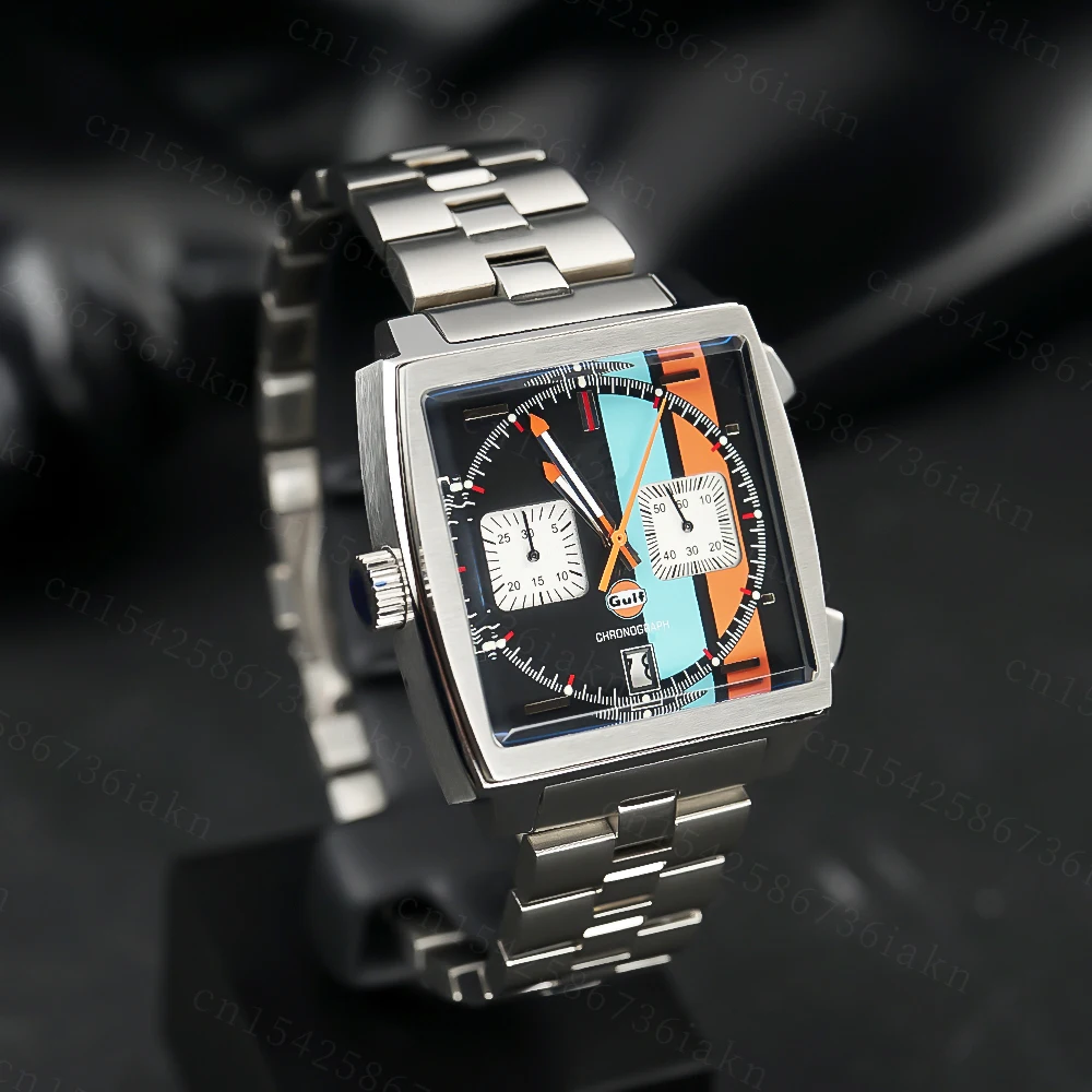 2022 Fashion New Square Color Bar 37mm Men's Leisure Sports Sapphire Mirror Stainless Steel Material Waterproof Quartz Watch