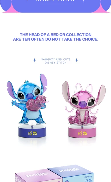 Disney Anime Stitch Action Figure Toy Stitch And Angel 14cm Crystal  Building Blocks Gifts For Kids Room Decoration - Action Figures - AliExpress