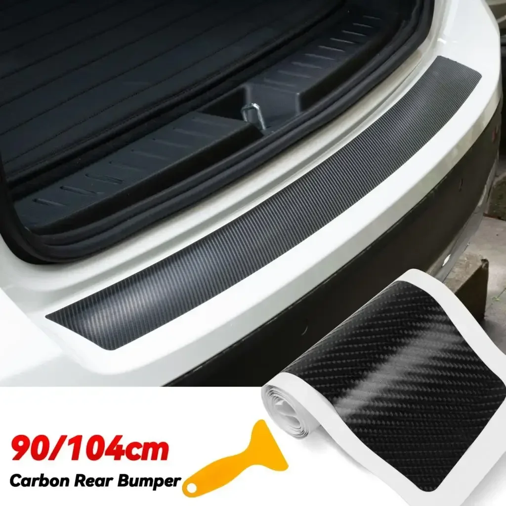 Universal Car Rear Guard Plate Sticker 4D Carbon Fiber Trim Protection Trunk Rear Bumper Pedal Stickers Film Auto Threshold Pad