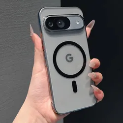 Luxury Clear Magnetic Shockproof Bumper Case with Magsafe Wireless Charging Compatibility for Google Pixel 11 (Black)