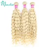 Monstar 613 Deep Wave Hair Malaysian Curly Human Hair Weave Bundle 28 30 inch Deep Curly Platinum Blonde Hair 1 3 4 Bundle Deals 3