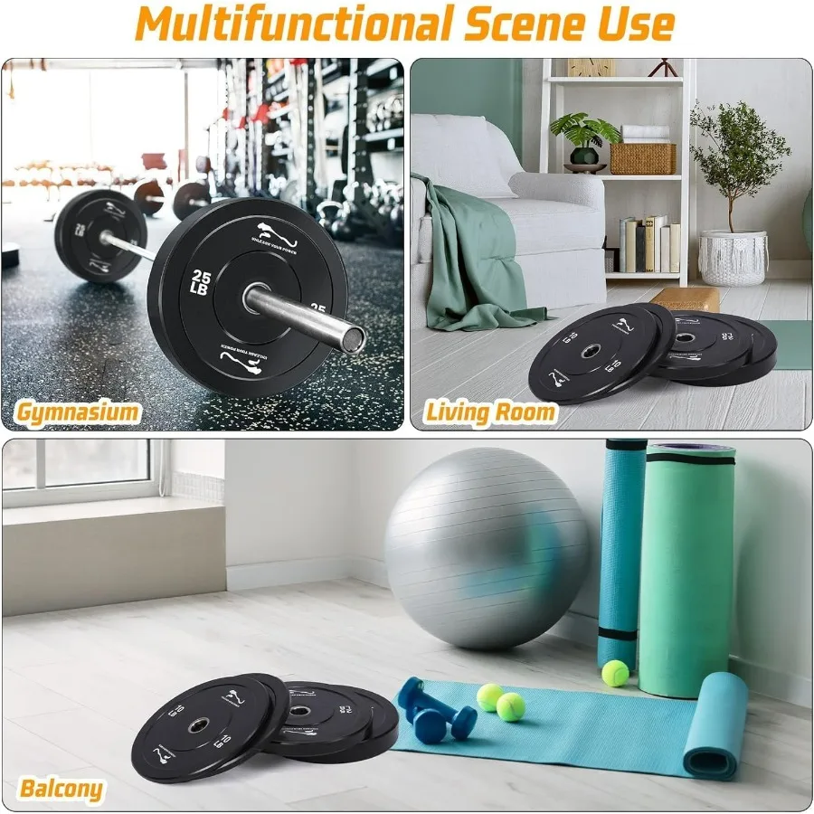 2 Inch Bumper Plates Set 90LB, Rubber Weight Plates for Home Gym, Strength Training, Weightlifting, Deadlift & Squat – 2x45LB Bl