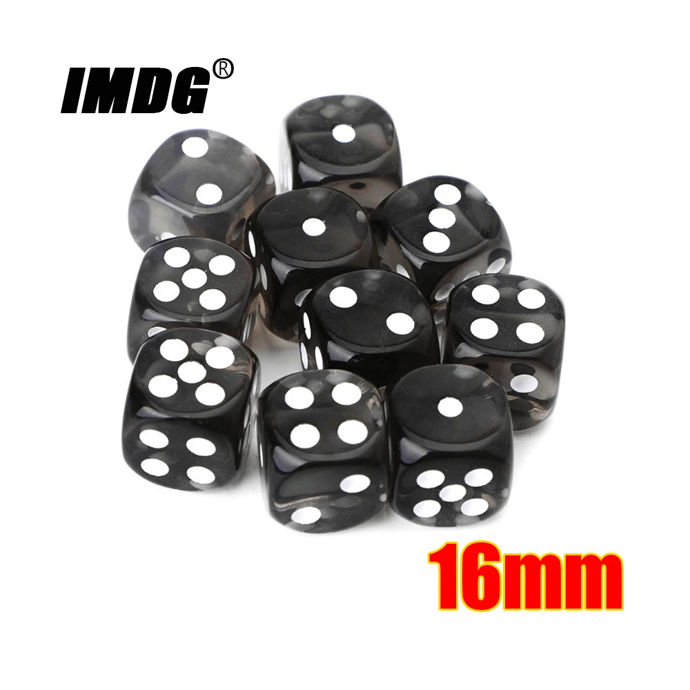 

10pcs/Pack Transparent Black White Acrylic Dice 16mm Dot Round Corner High Quality Boutique Game Cubes