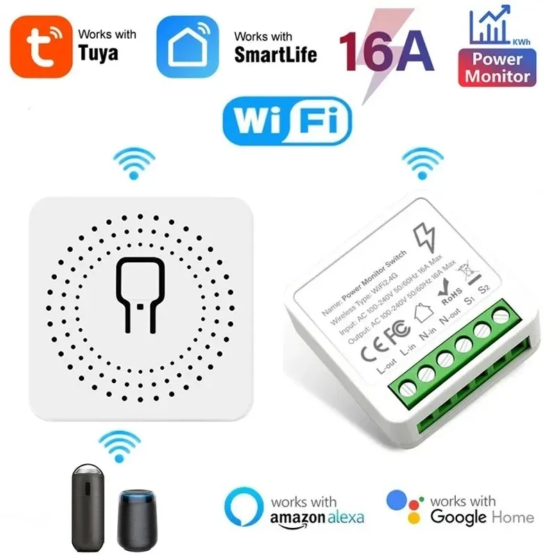 Smart switch 16A Wifi Smart Switch Smart Home Light Switches Module 2 Way Control Work with Tuya Life Alexa Google Home Switch